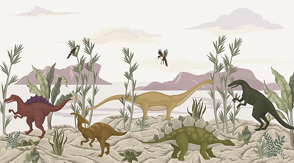 Dinoszauruszok csoportja a sivatagban Dinoszauruszok csoportja a sivatagban