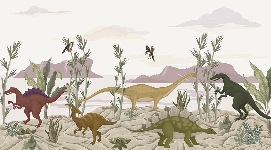 Dinoszauruszok csoportja a sivatagban