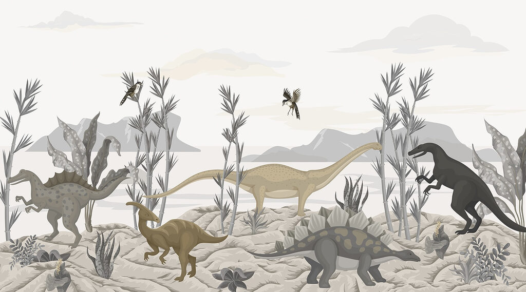Dinoszauruszok csoportja a sivatagban Dinoszauruszok csoportja a sivatagban