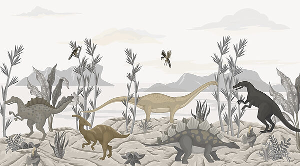 Dinoszauruszok csoportja a sivatagban Dinoszauruszok csoportja a sivatagban