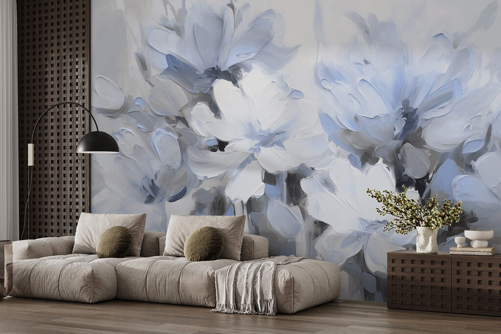 Painting of flowers on a white background