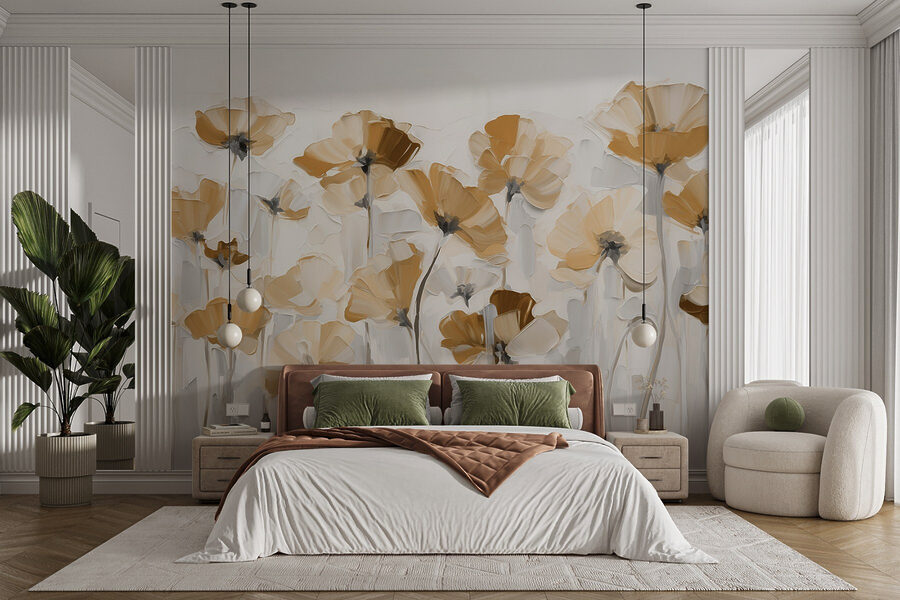 Painting of flowers on a white background Painting of flowers on a white background