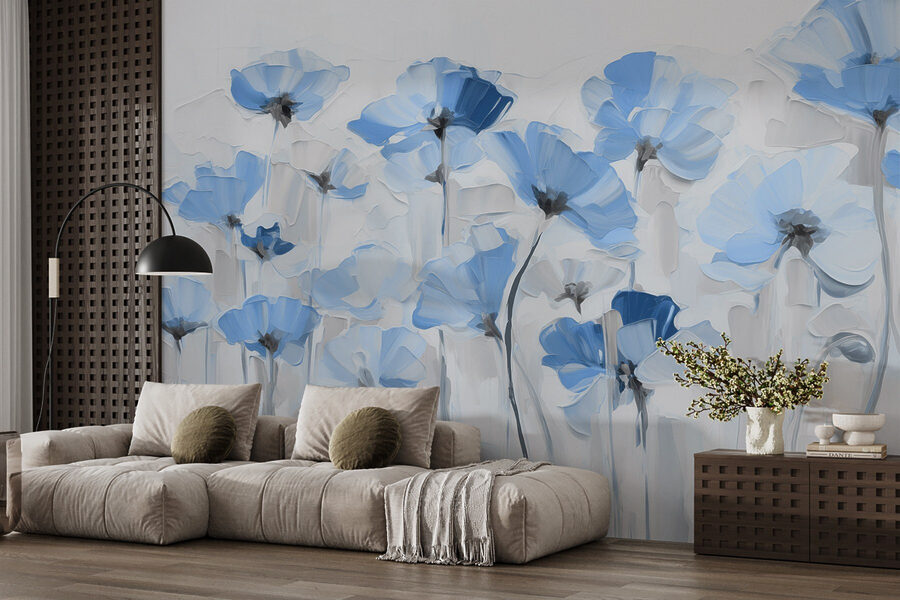 Painting of blue flowers Painting of blue flowers