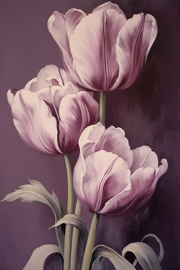 Rózsaszín tulipánok festése Rózsaszín tulipánok festése