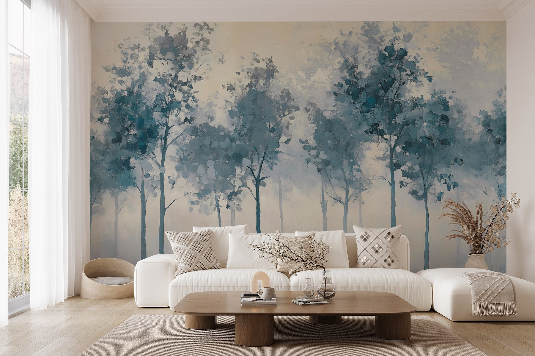 Group of trees in fog Group of trees in fog