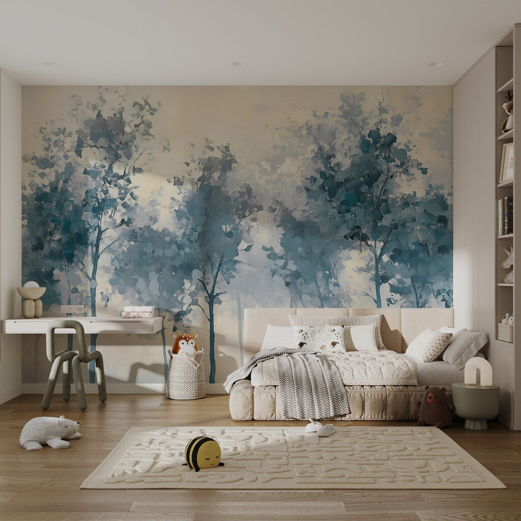 Group of trees in fog Group of trees in fog