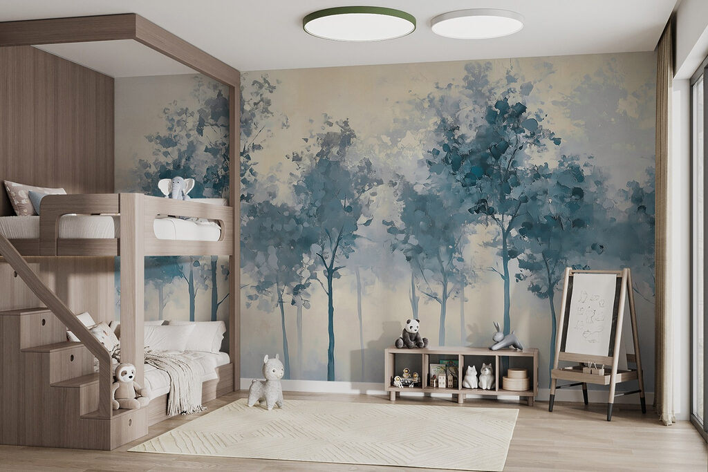 Group of trees in fog Group of trees in fog