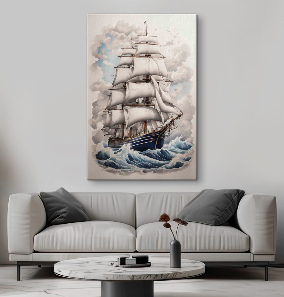 Painting of a ship in the ocean Painting of a ship in the ocean