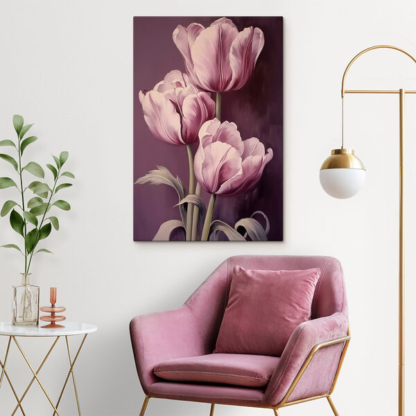 Rózsaszín tulipánok festése Rózsaszín tulipánok festése