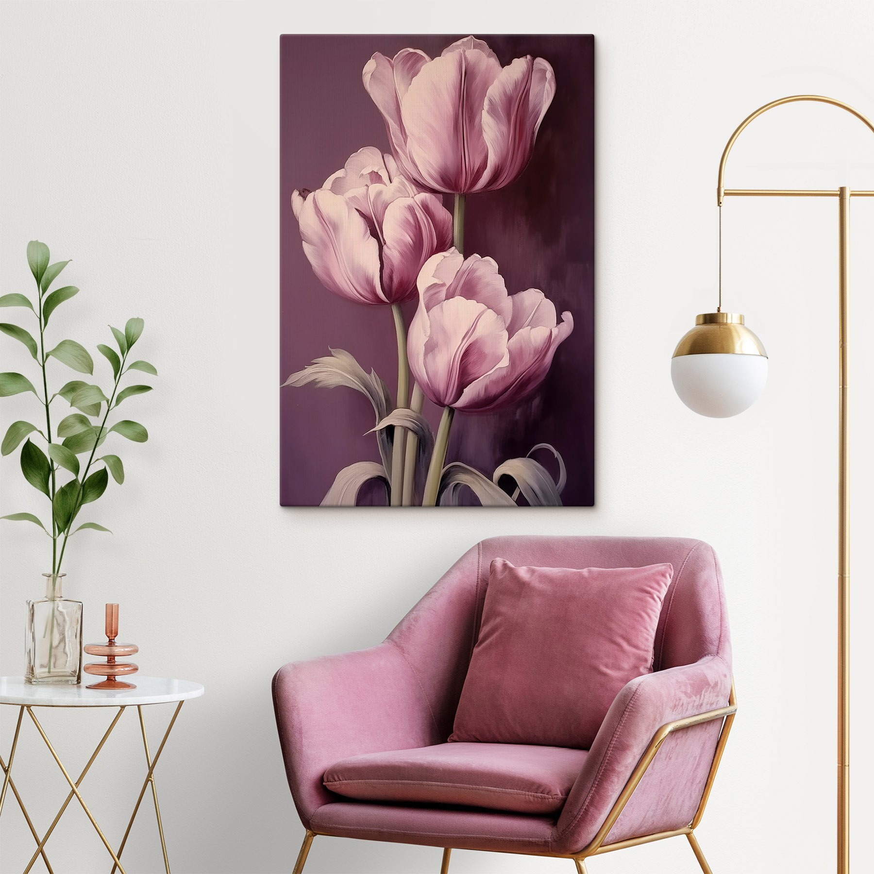 Painting of pink tulips