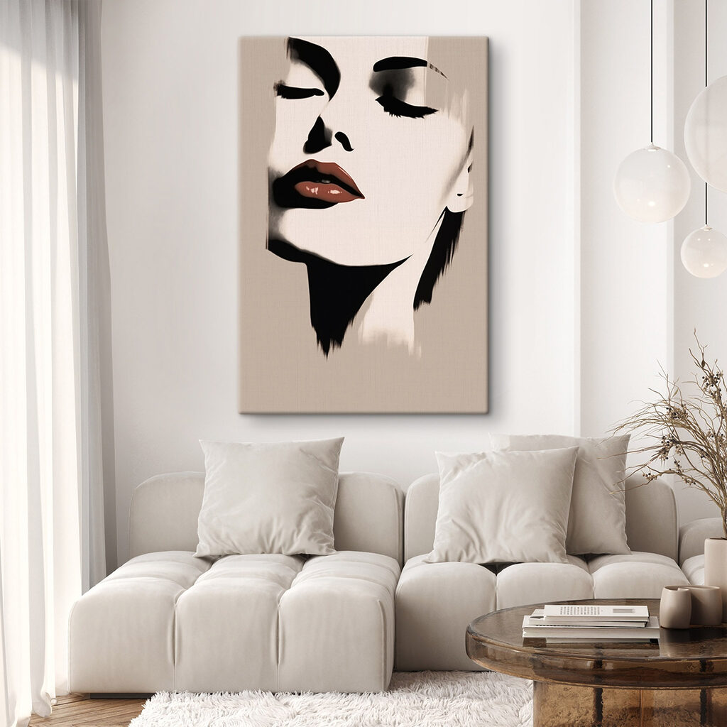 Woman's face with red lipstick Woman's face with red lipstick