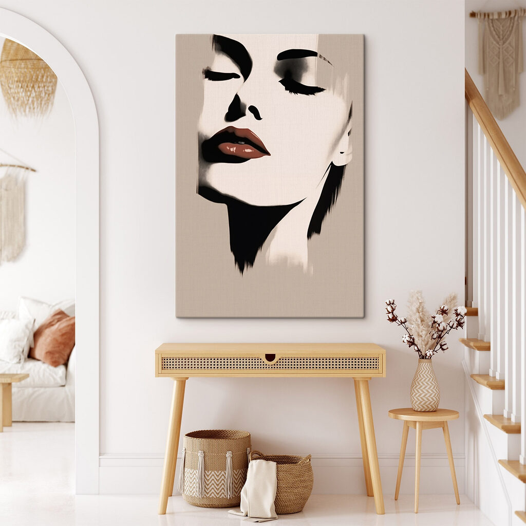 Woman's face with red lipstick Woman's face with red lipstick