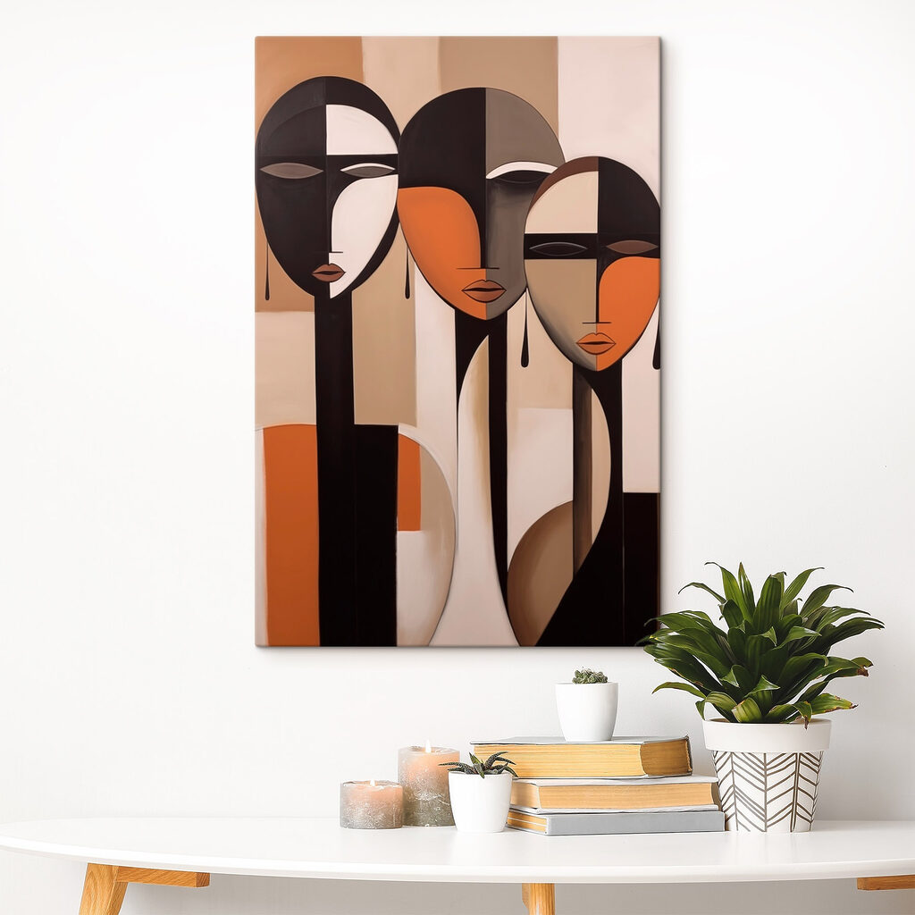 Group of people's faces painted on a wall