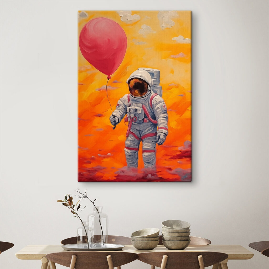An astronaut holding a balloon