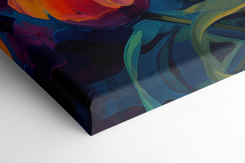 Painting of flowers on a blue background