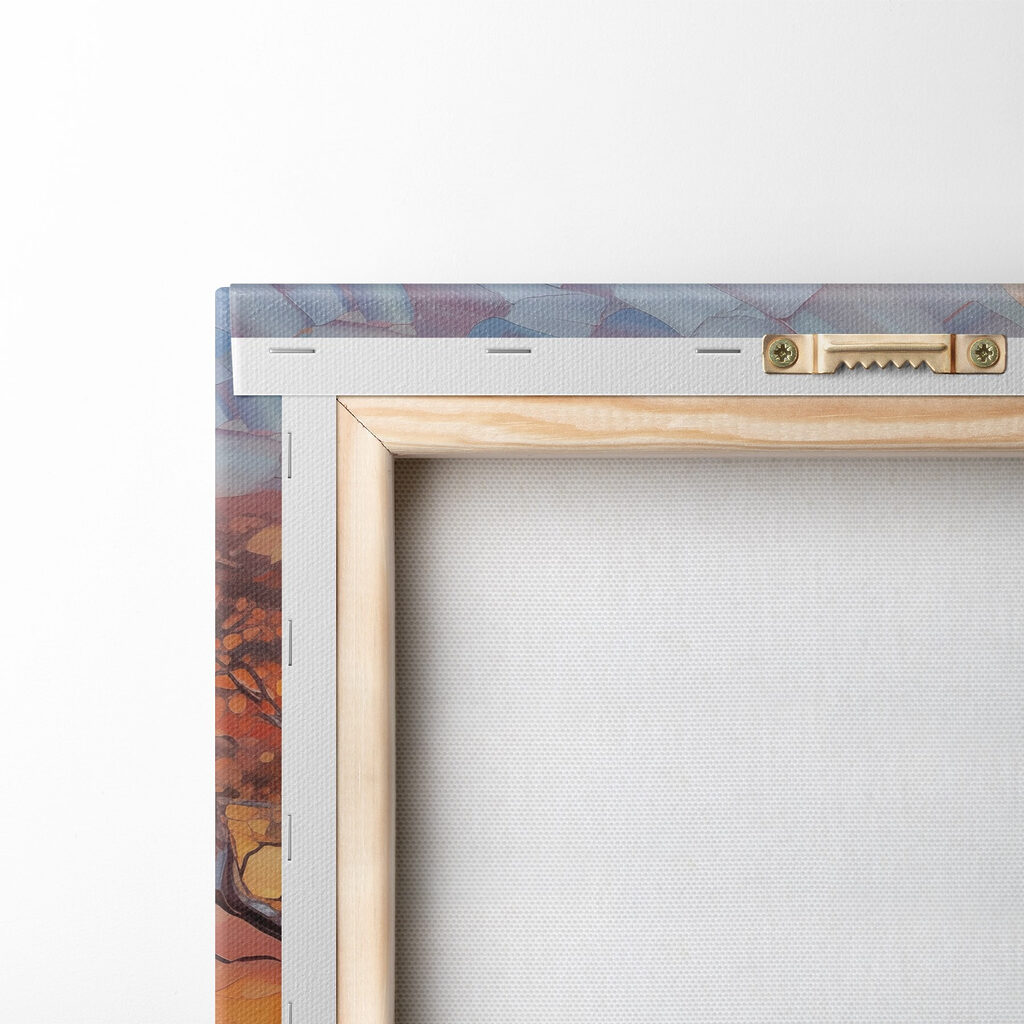 Tree on a rocky shore with a sunset behind it