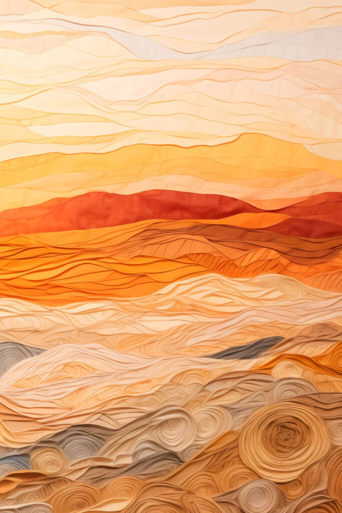 Art piece of fabric with wavy lines