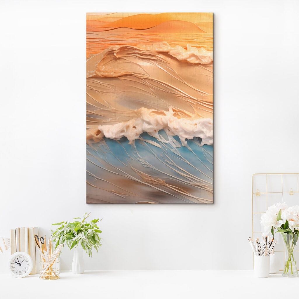 Sunset over a tranquil ocean wave