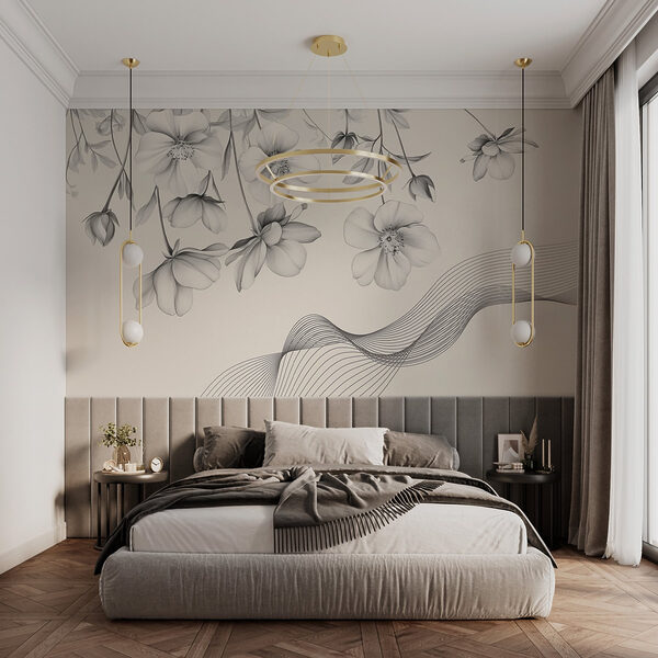 Wall murals Delicate blooms with flowing lines Wall murals Delicate blooms with flowing lines
