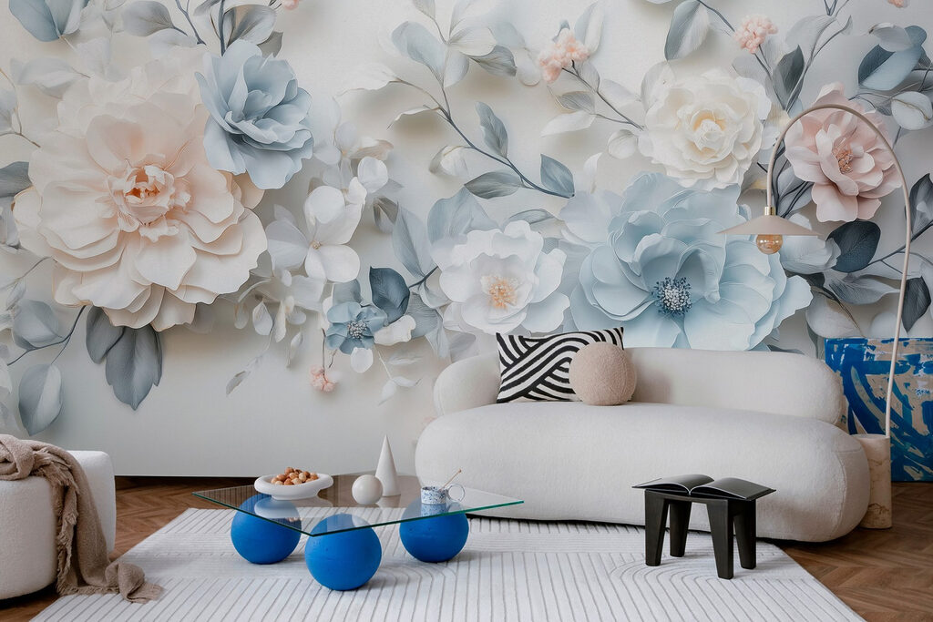 Group of flowers on a white surface Group of flowers on a white surface