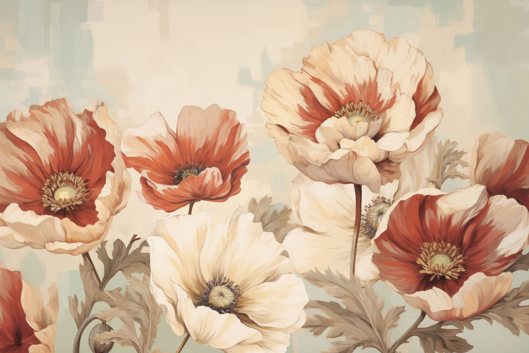 Bright blooms in soft tones