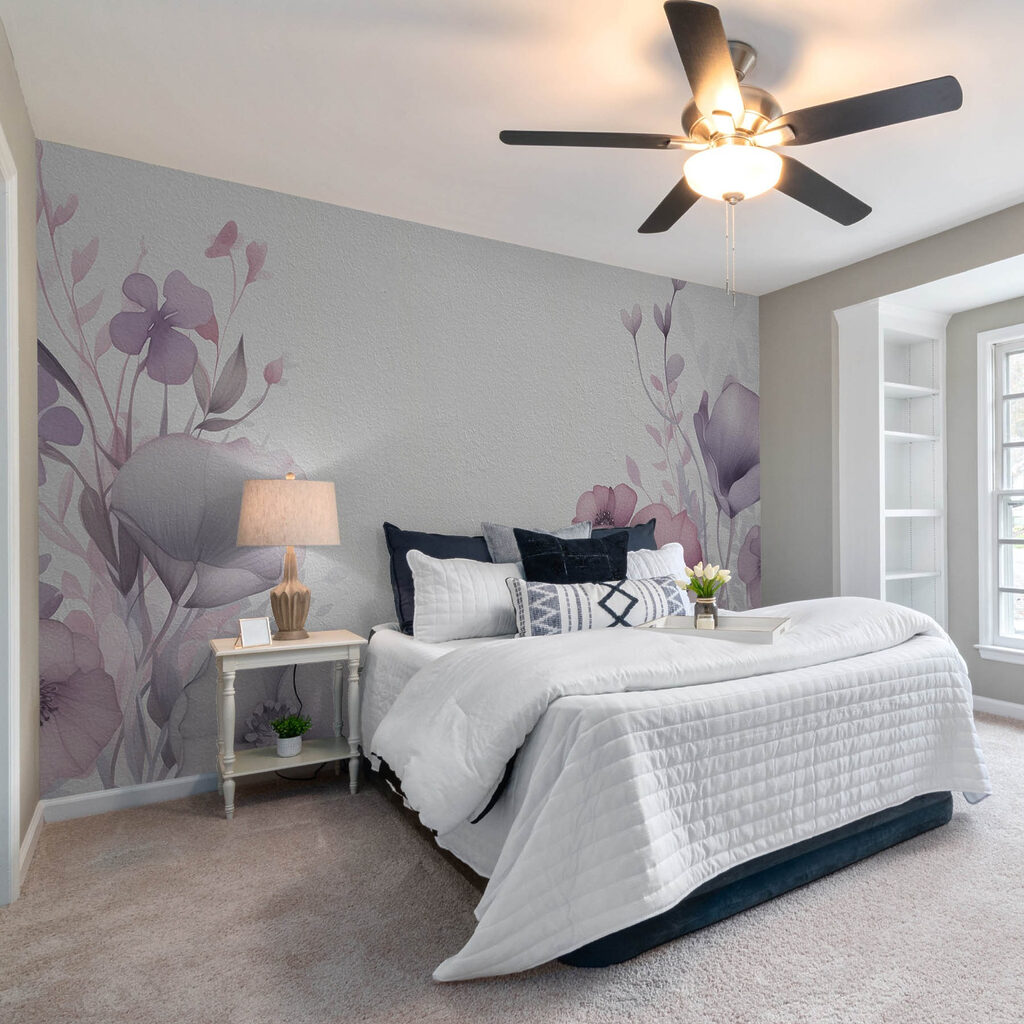 Painting of flowers on a white surface