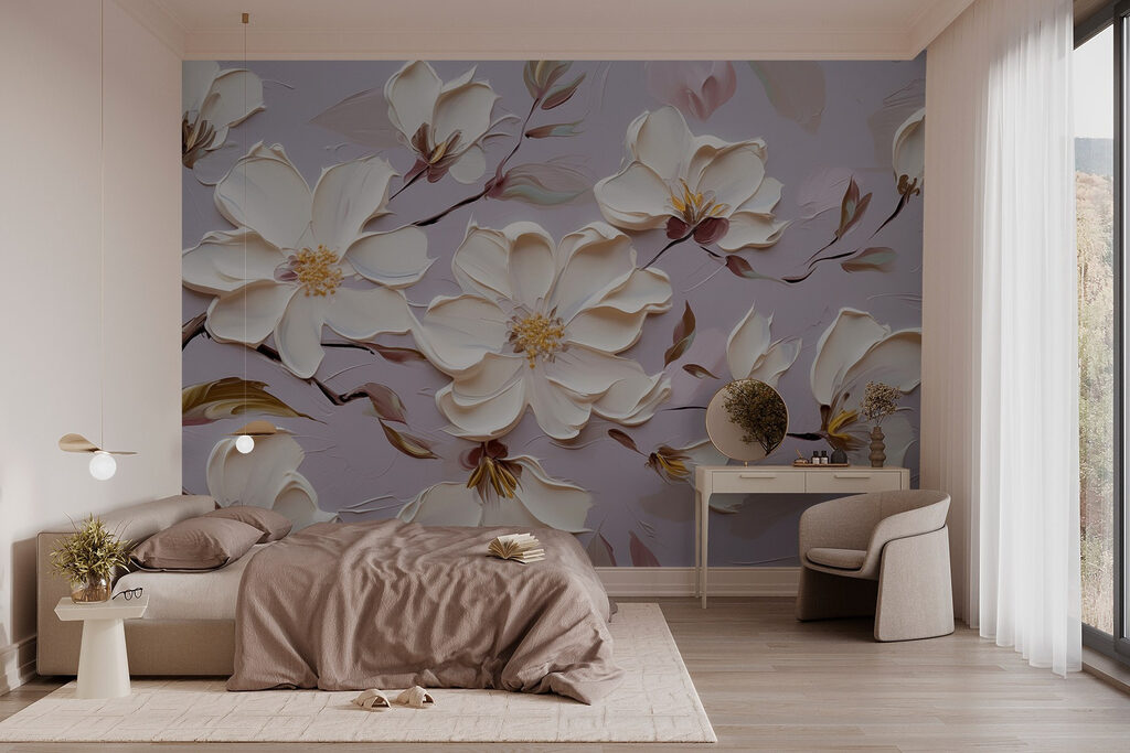 Painting of white flowers Painting of white flowers