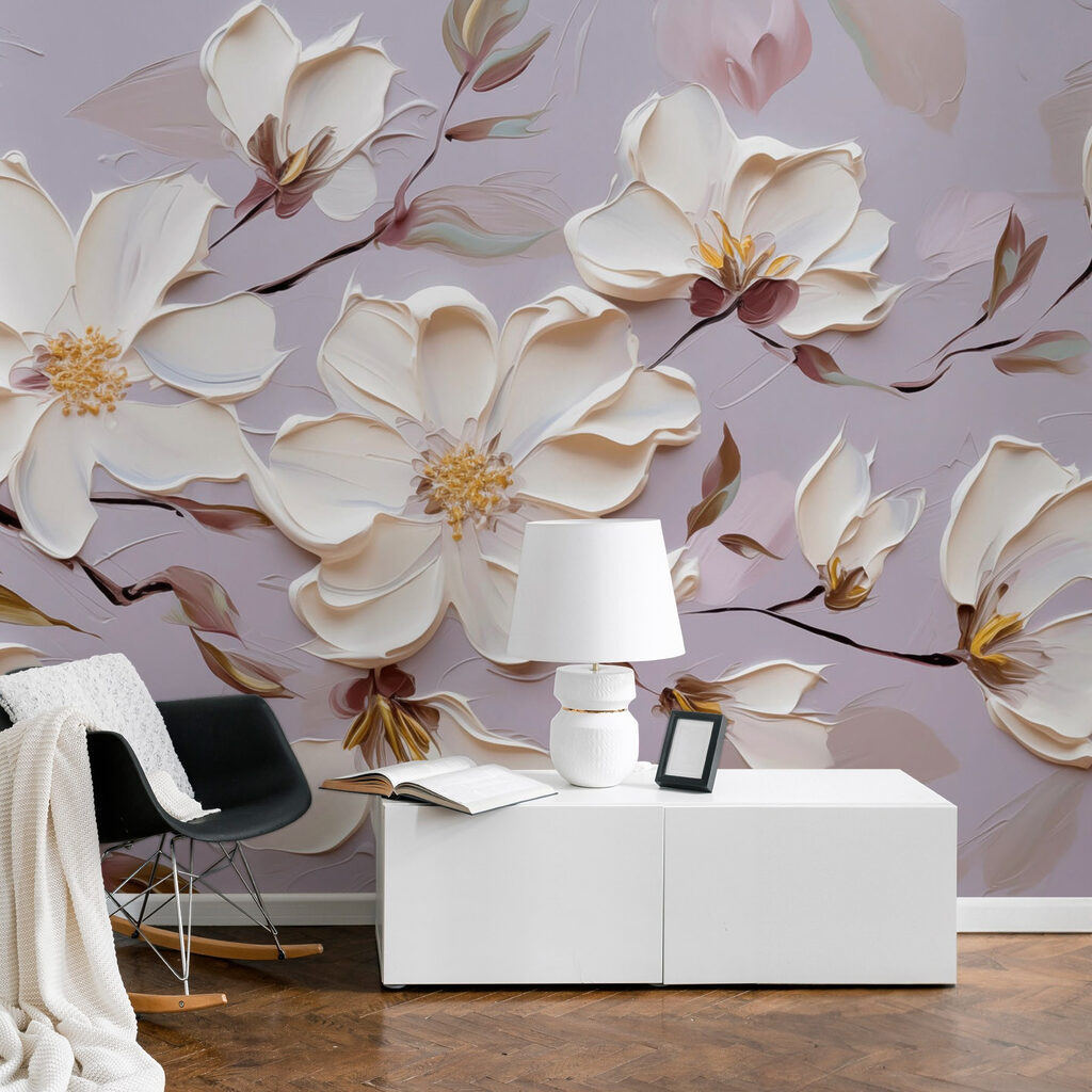 Painting of white flowers Painting of white flowers