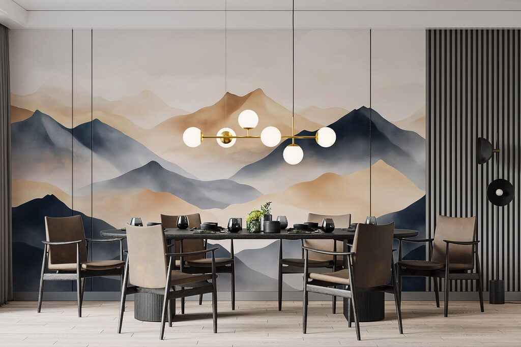 Mountain range with fog