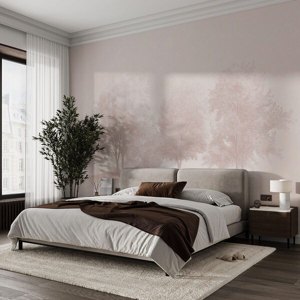 Group of trees in a foggy area Group of trees in a foggy area