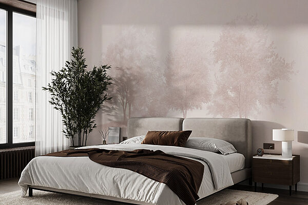 Group of trees in a foggy area Group of trees in a foggy area