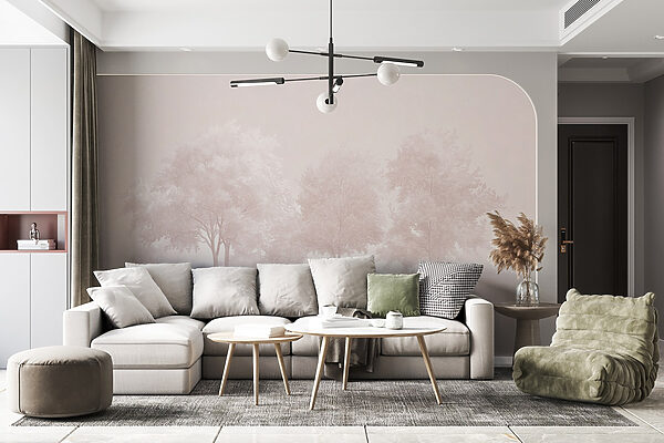 Group of trees in a foggy area Group of trees in a foggy area