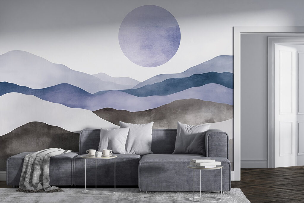 Landscape with mountains and a sun Landscape with mountains and a sun