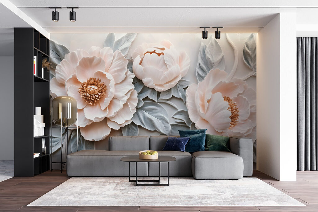 Group of white flowers with leaves