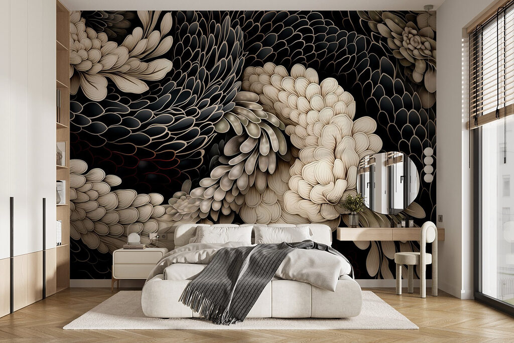 Intricate floral design in neutral tones