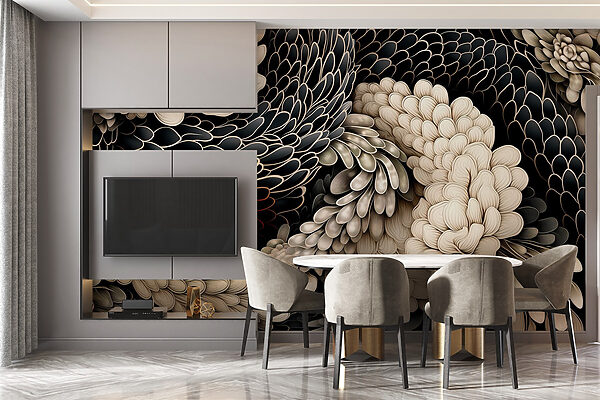 Intricate floral design in neutral tones