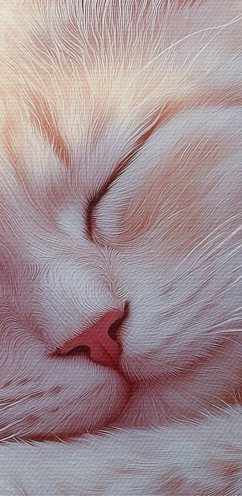 Cat sleeping in a flower bed