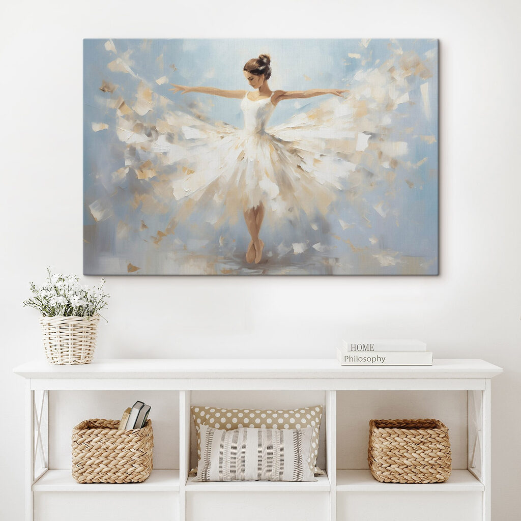 Painting of a woman in a white dress