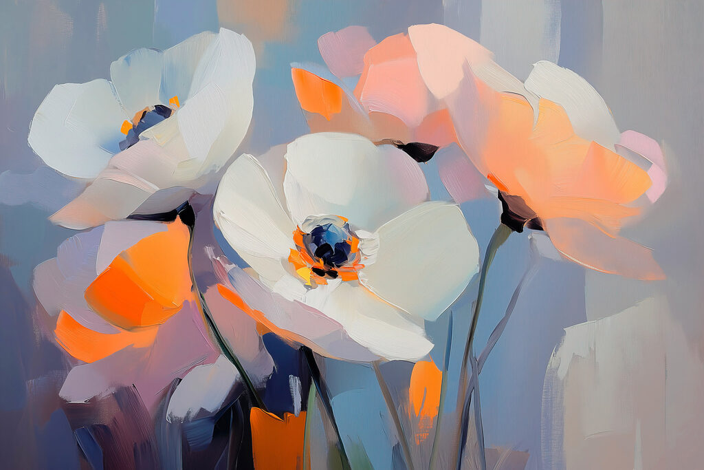 Painting of white flowers Painting of white flowers