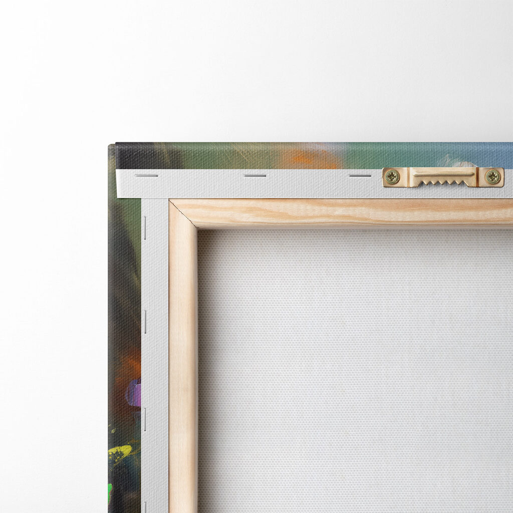 Painting of flowers in a blue vase