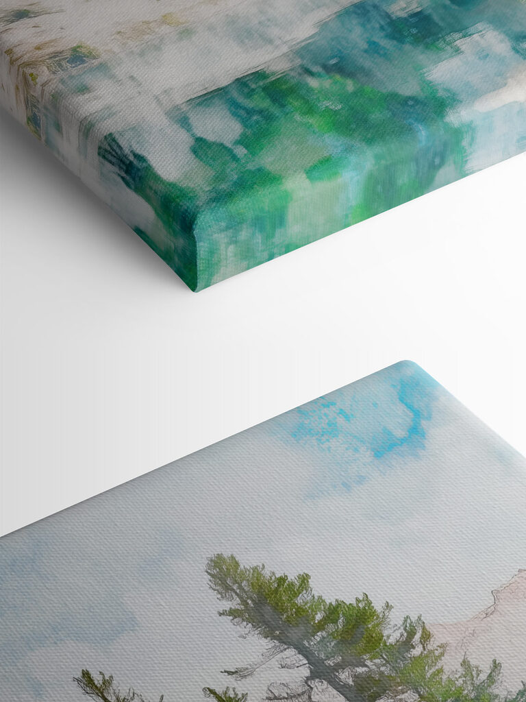 Water with trees and mountains in the background