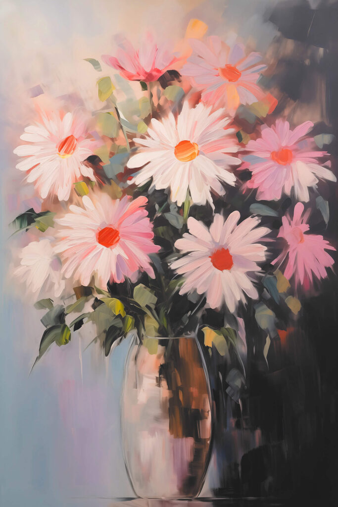 Painting of flowers in a vase
