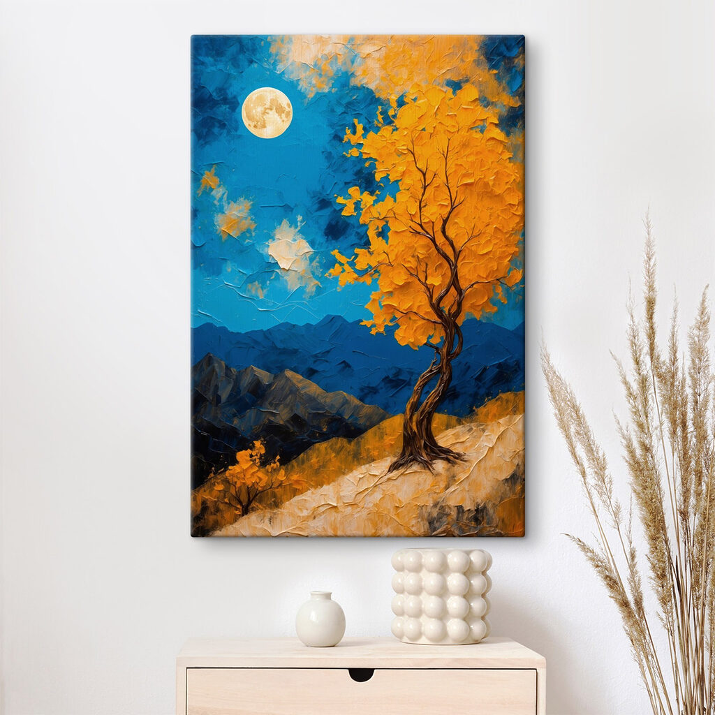 Painting of a tree with yellow leaves Painting of a tree with yellow leaves