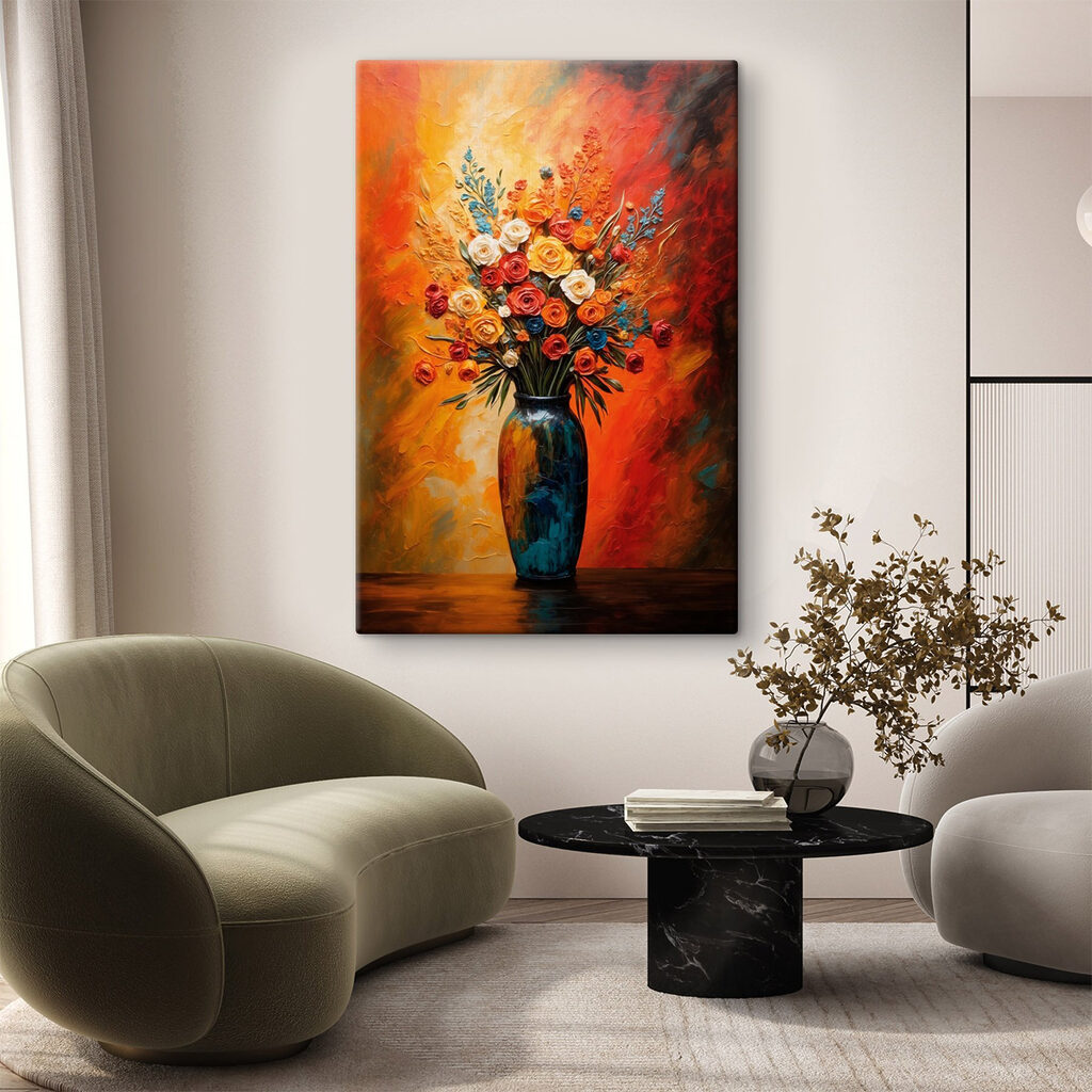 Painting of flowers in a vase