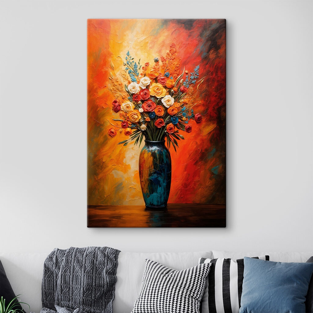 Painting of flowers in a vase