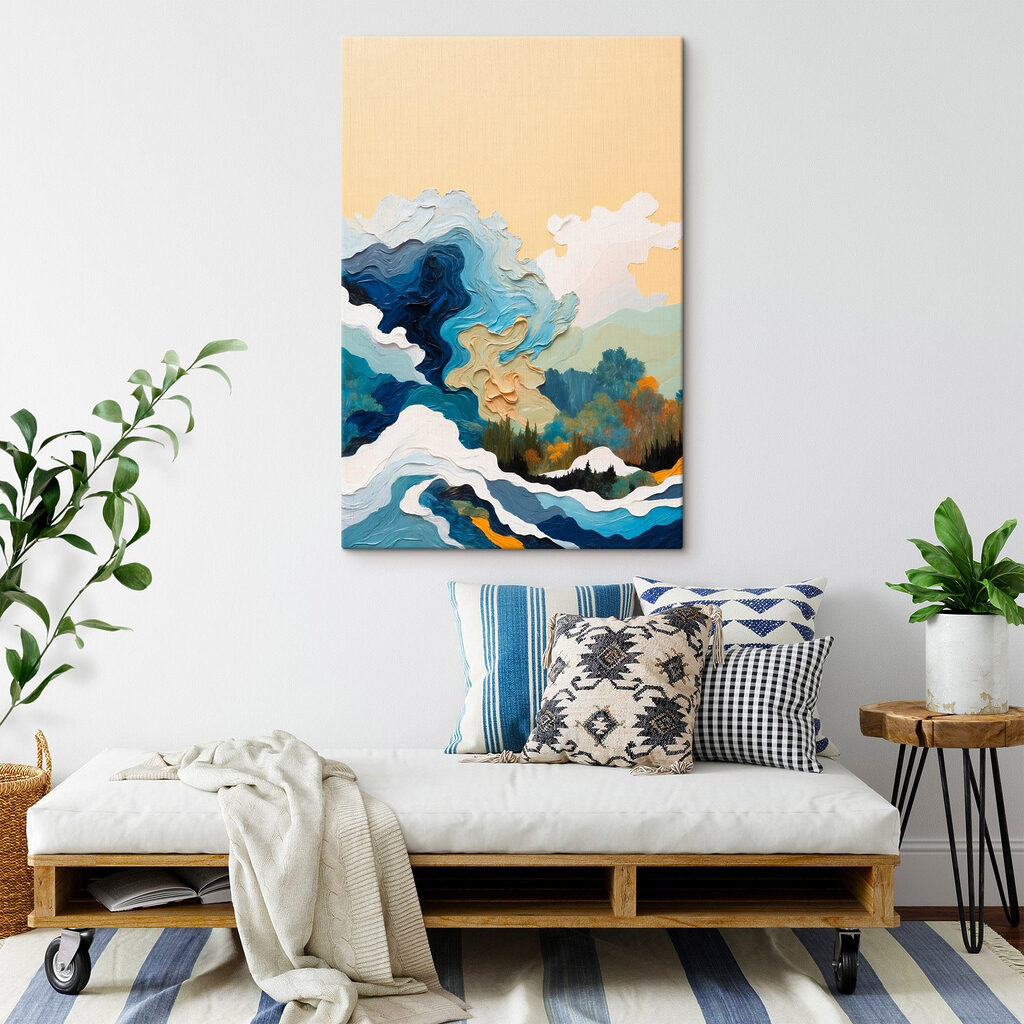 Painting of trees and clouds