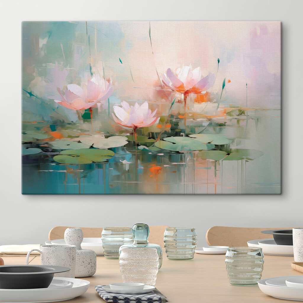 Painting of flowers on water Painting of flowers on water