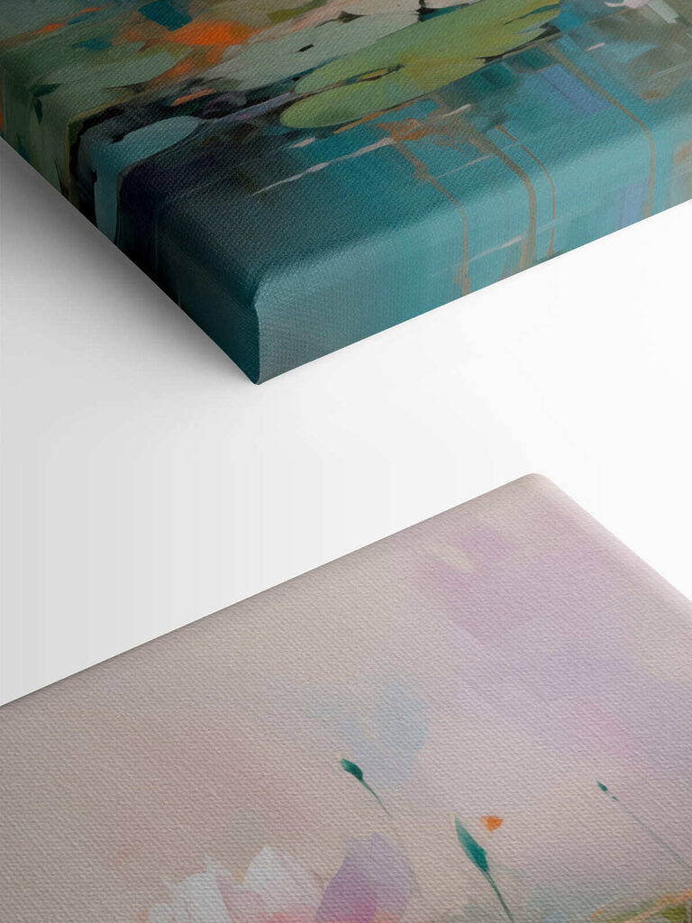 Painting of flowers on water Painting of flowers on water