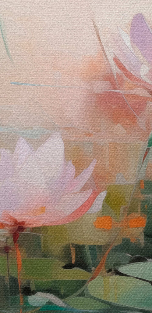 Painting of flowers on water Painting of flowers on water