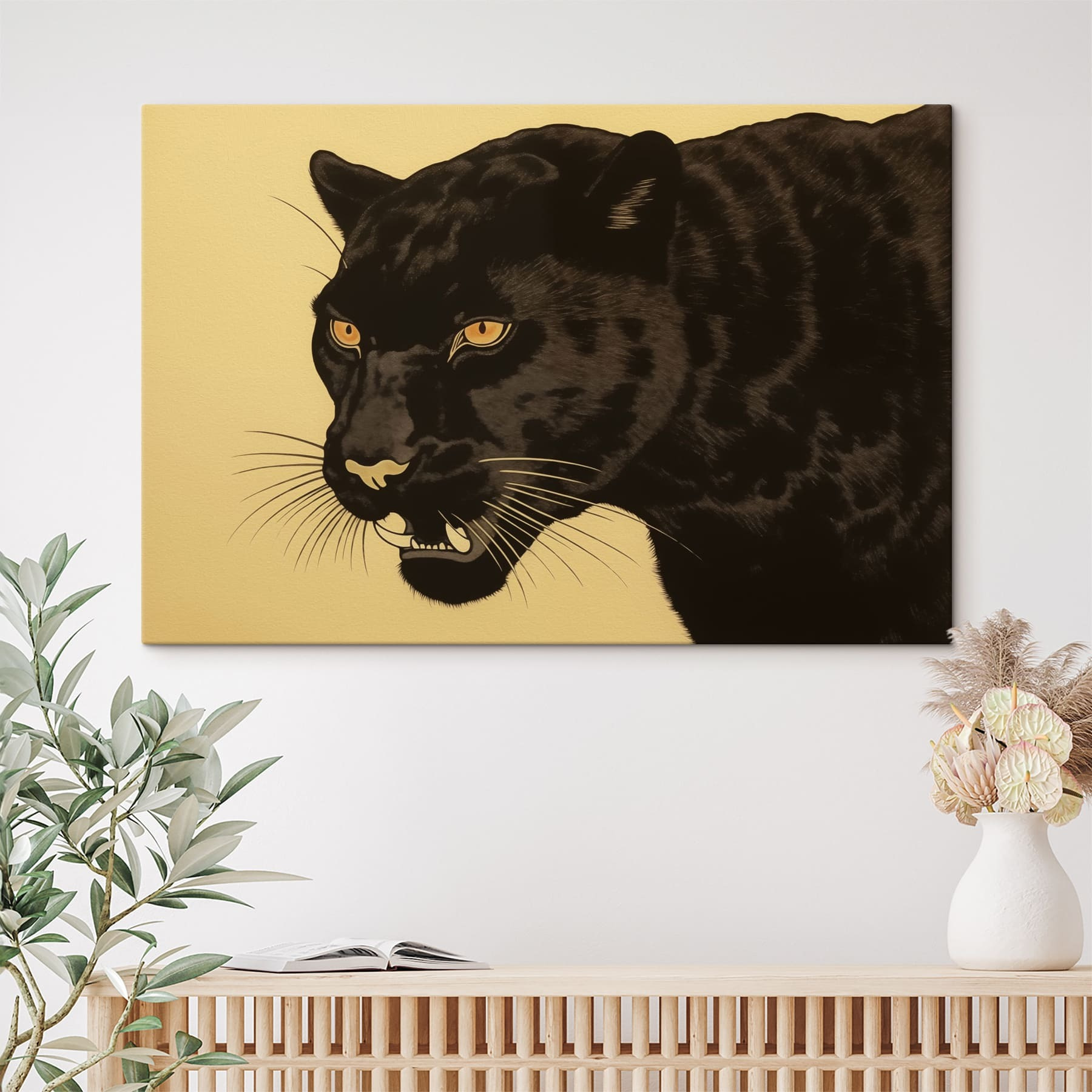 Black panther with yellow eyes